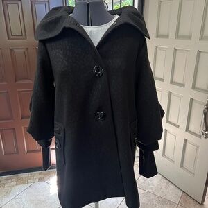 Betsey Johnson Black Animal Print Frock Coat Size 8